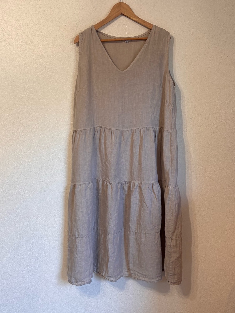 Rosemarine Linen Lagenlook Sleeveless Tiered Midi Dress 1X